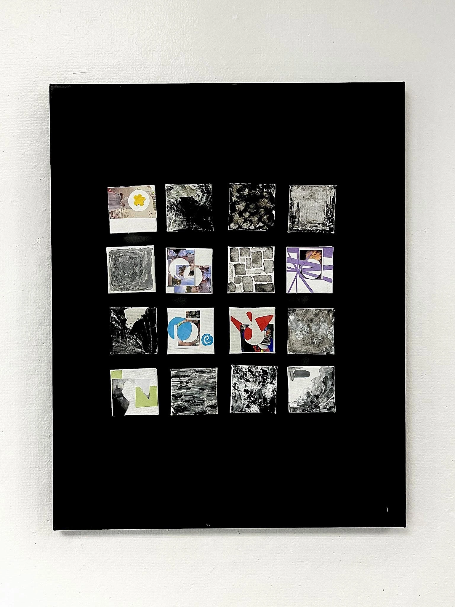 Sixteen small painted and collaged panels for 8PPI